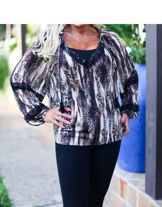 Fiery Feline Boho Top
