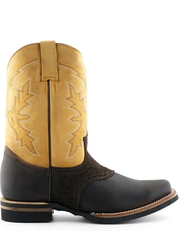 Tan Leather Cowboy Chelsea Boots