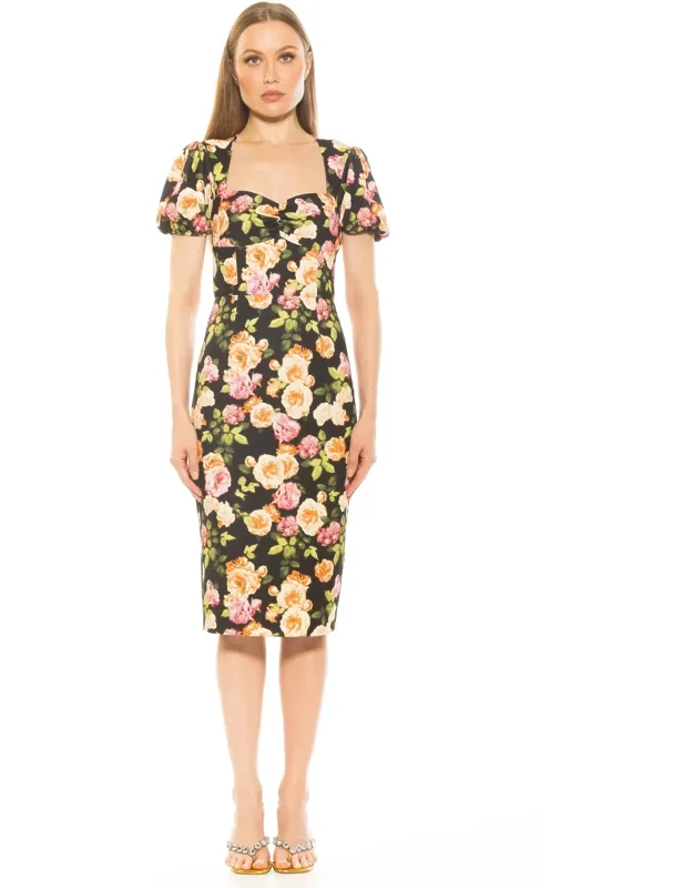 Micaela Dress Puff Sleeve Sweetheart Sheath
