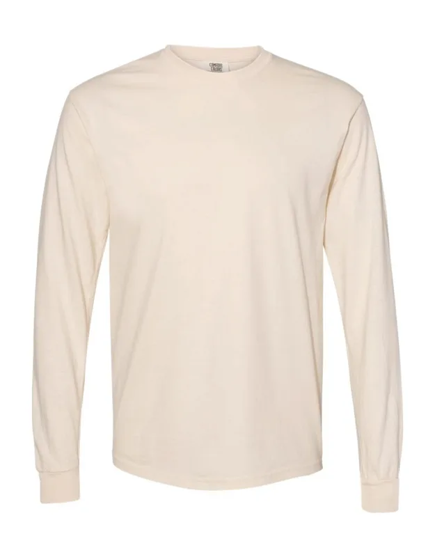 Garment-dyed Heavyweight Long Sleeve T-shirt, Relaxed Fit, Twill Taped Neck And Shoulders