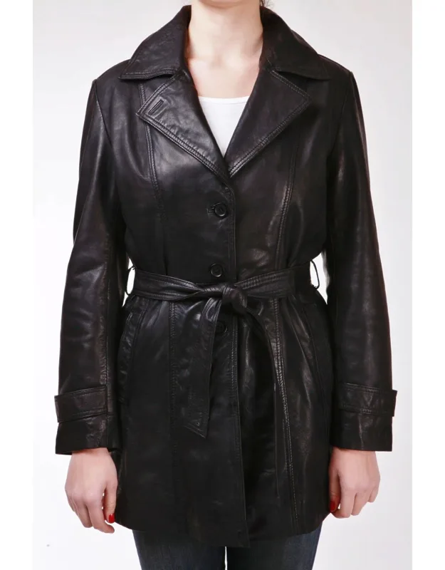 3/4 Length Tie Belt Trench Coat