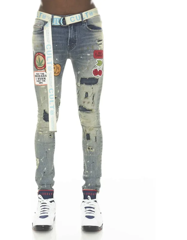 Punk Super Skinny Stretch With Beet Red Belt