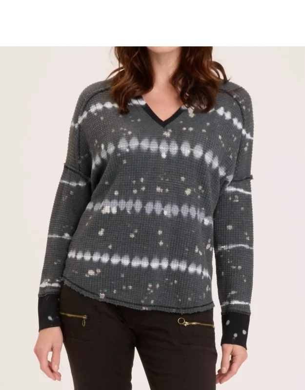 Bullock V Neck Waffle Knit Pullover