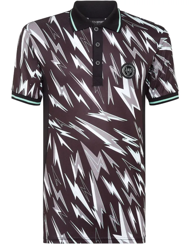 Polo Shirt With Tie-dye Print And Button-up Collar