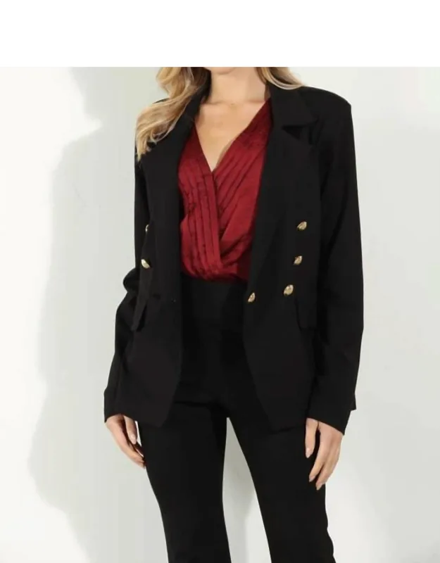 Double Breasted Blazer With Gold Buttons