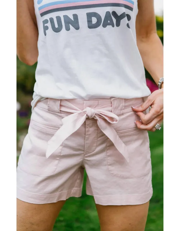 Tie Belt Linen Shorts