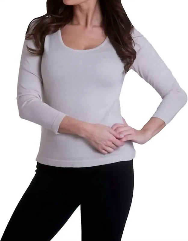 Long Sleeve Scoop Neck Top - Hits At Hip, Delicate Hand Wash Or Dry Clean