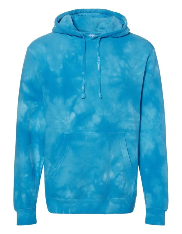 Midweight Tie-dyed Hooded Sweatshirt With Jersey Lined Hood And Split Stitch Double Needle Sewing