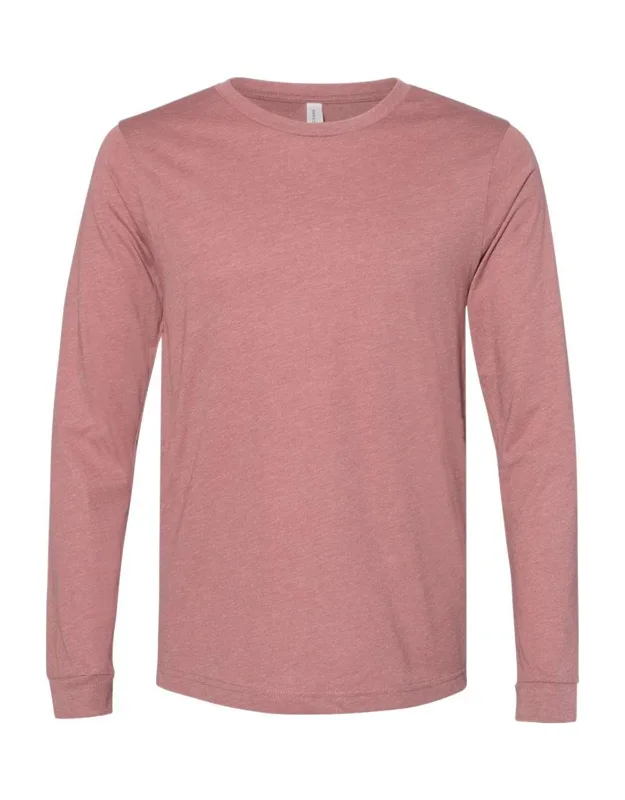 Heather Cvc Long Sleeve Tee, 4.2 Oz., 52/48 Airlume Combed And Ringspun Cotton/polyester, Retail Fit