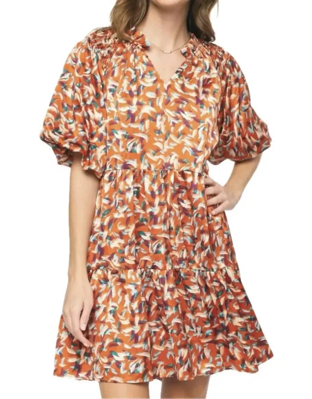 V-neck Puff Sleeve Dress