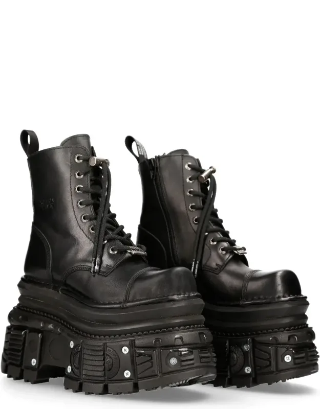 Metallic Leather Military Boots