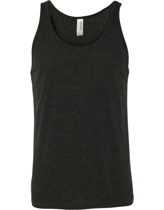 Canvas Jersey Sleeveless Tank Top - Crew Neck, Slim Fit