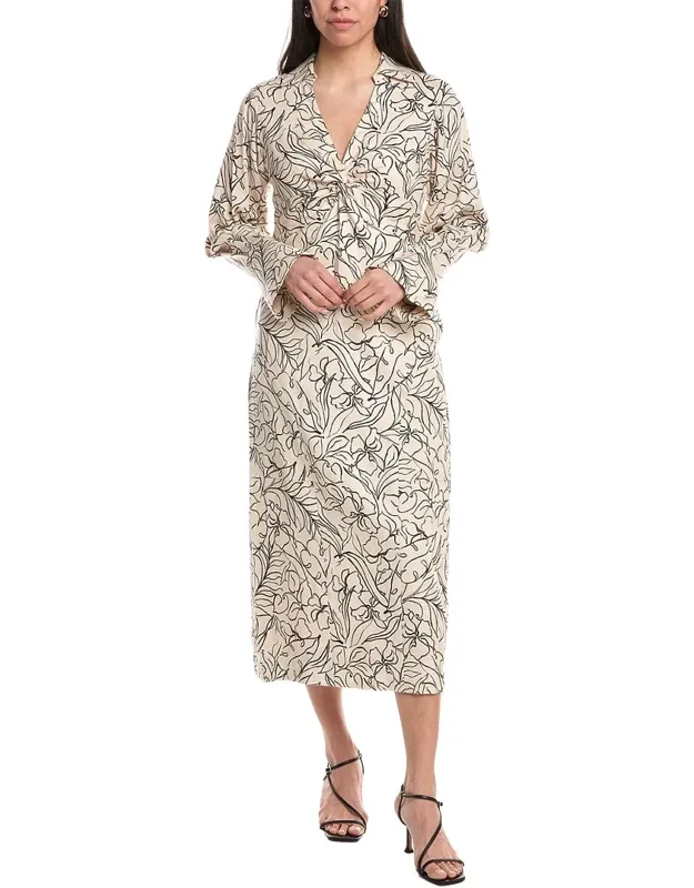 Linen-blend Midi Dress
