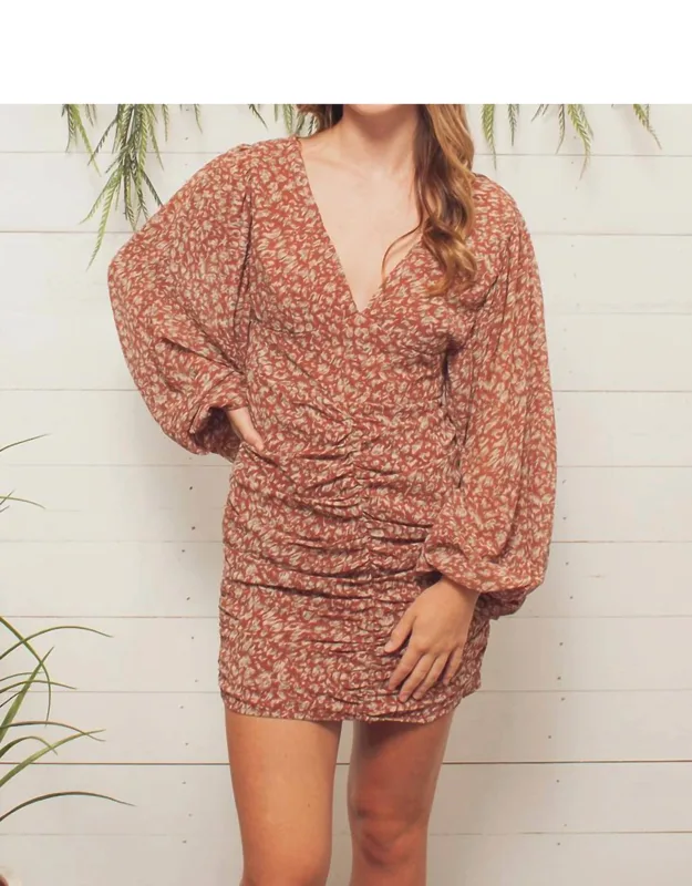 Animal Print Ruched Mini Dress