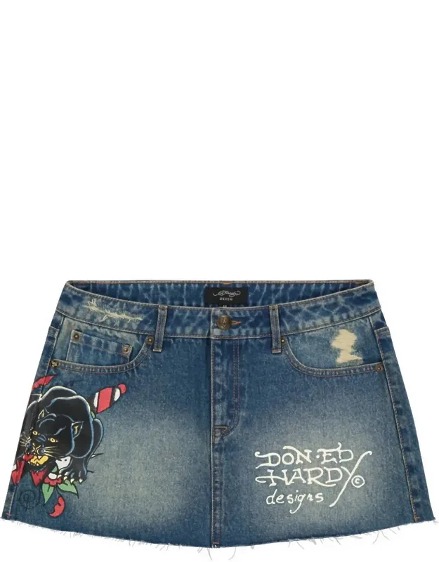 Panther Dagger Denim Mini Skirt
