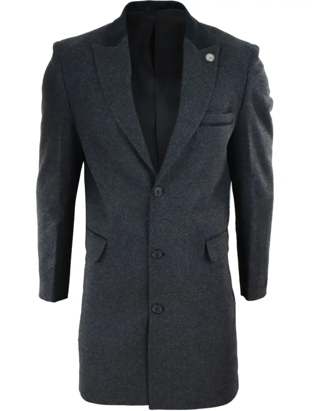 3/4 Long Overcoat Herringbone Tweed Peaky Blinders