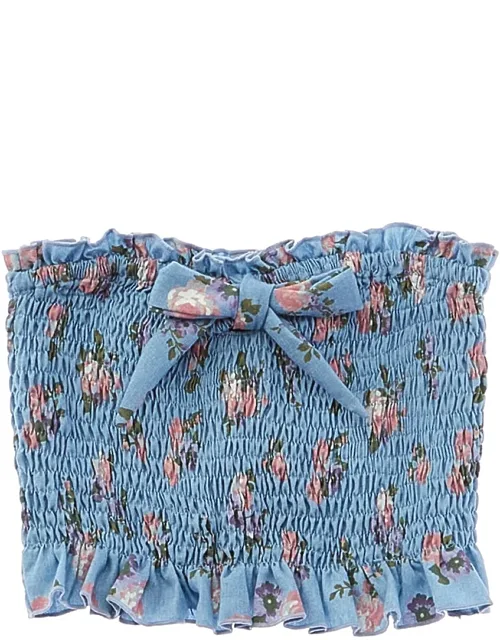 Rib 2x2 Denim Linen-blend Top