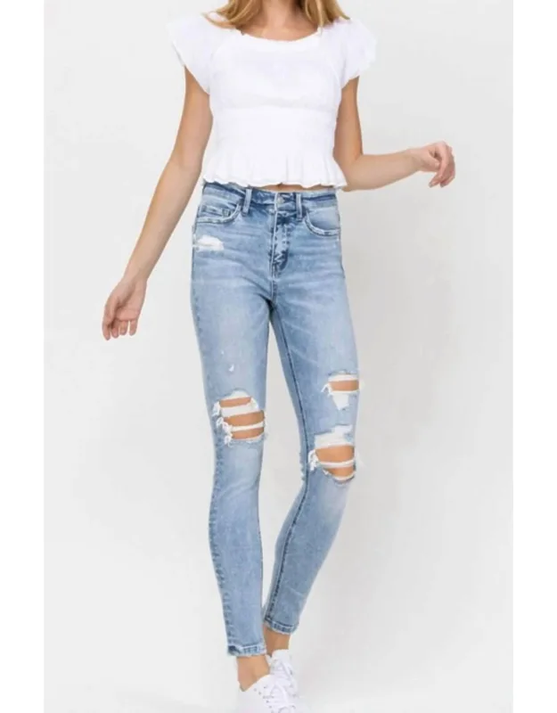 High Rise Distressed Skinny Jeans