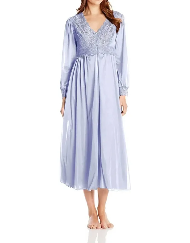 Silhouette 54" Long Sleeve Long Coat With Lace Cuffs And Scalloped V-neckline