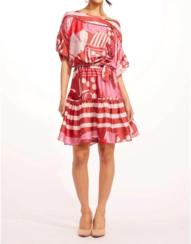 Andrea Mini Dress With Vibrant Hue And Abstract Floral Print