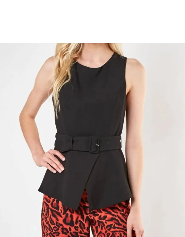Sleeveless Belted Peplum Top