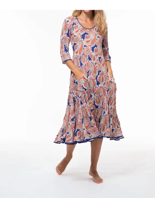 Ruby Cotton Sun Dress With Flattering Bias Cut And Full-tiered Skirt