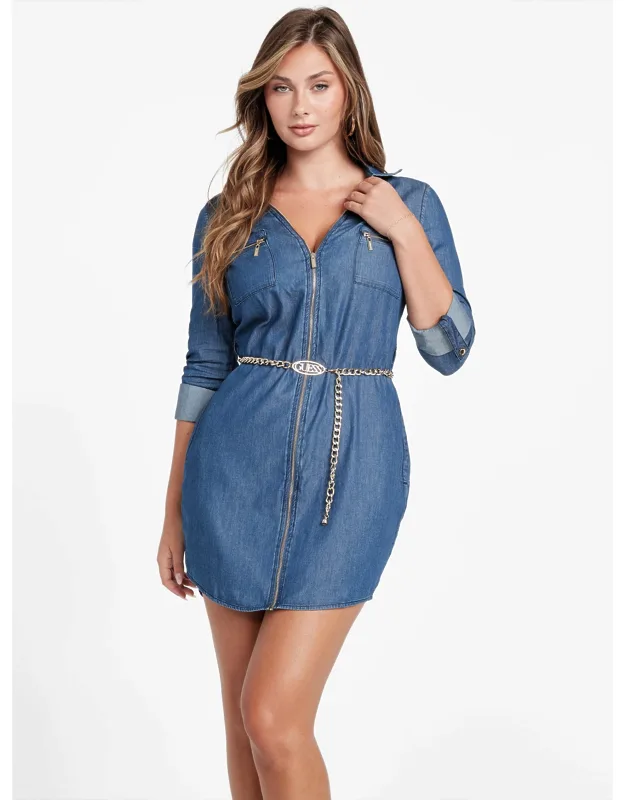 Chambray Belted Dress