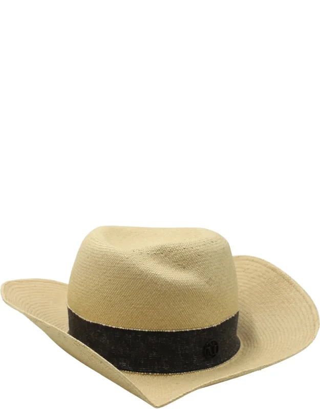 Maison Michel Fedora Hat With Interwoven Design And Grosgrain Ribbon Trim