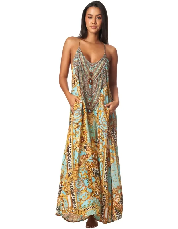 Vase T-back Maxi Dress With Front Slits