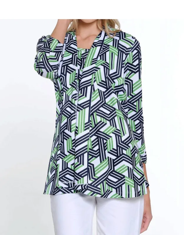 Print Shell And Cardigan Set