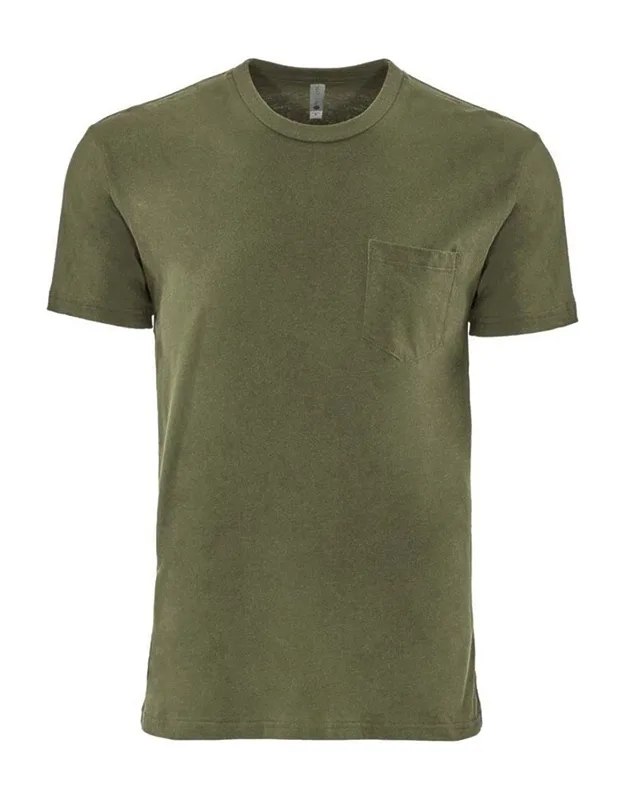 Next Level Cotton Pocket T-shirt With Five-point Left Chest Pocket And Tear Away Label