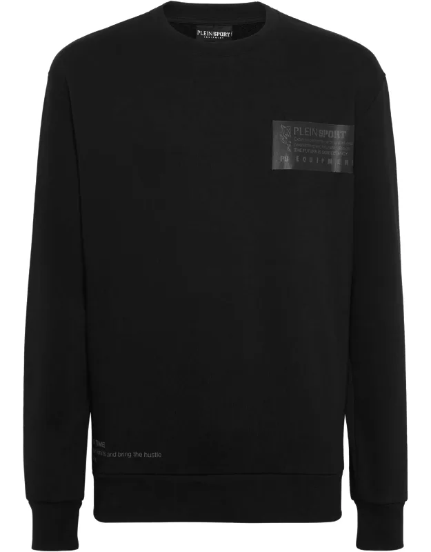 Roundneck Sweatshirt With Cotton Blend Fleece And Rib Knit Hems