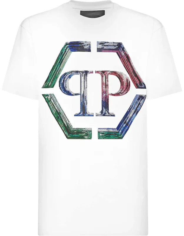 T-shirt With Round Neck And Hexagon Strass