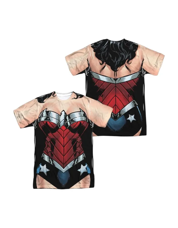 Justice League Of America Wonder Woman 52 (front/back Print) Short Sleeve Poly Crew Tee / T-shirt - Stylish For Easy, Everyday Wear, Guaranteed Authentic And 100% Officially Licensed