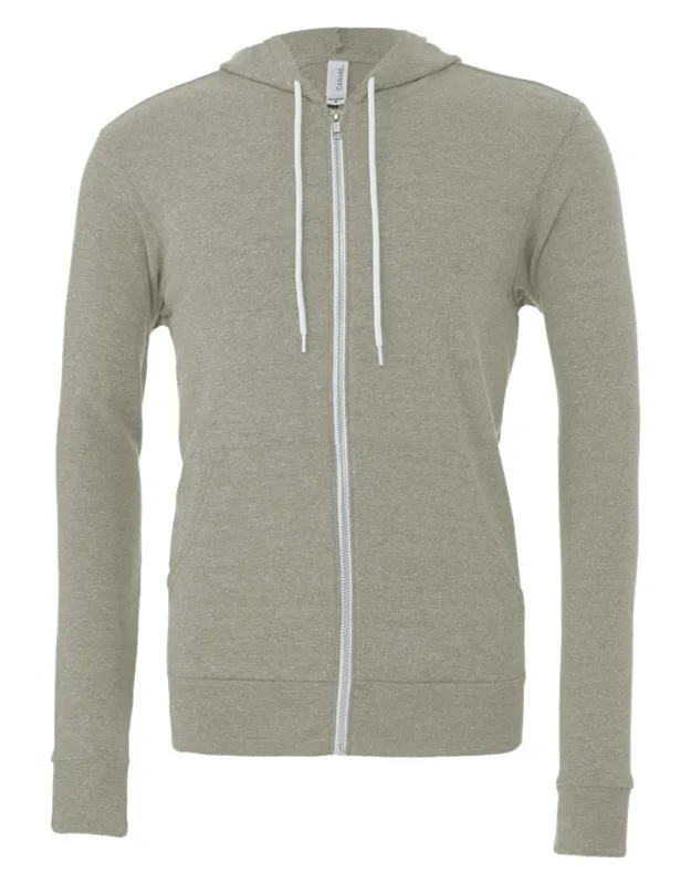 Sponge Fleece Full-zip Hoodie With Ribbed Cuffs And Split-pouch Pocket