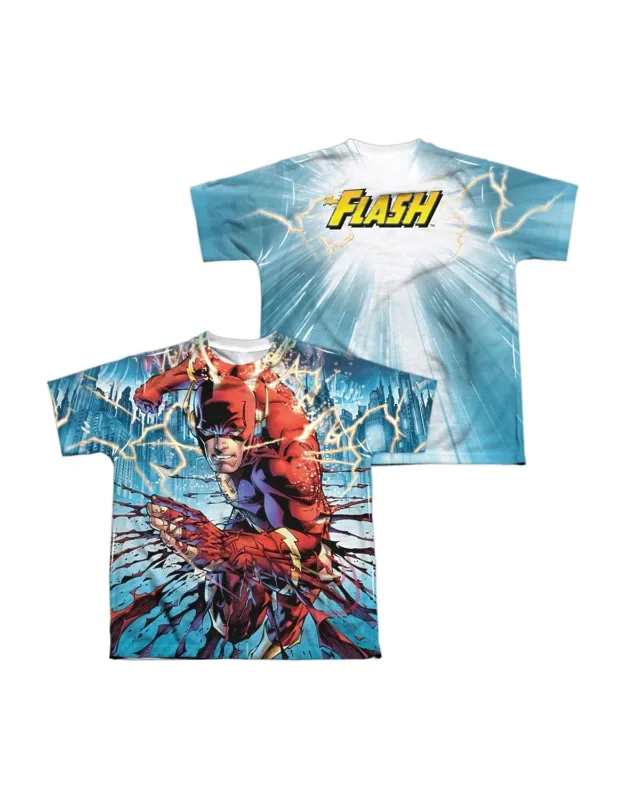 Justice League Of America Ripping And Tearing Short Sleeve Poly Crew Tee / T-shirt - Stylish Everyday Wear
