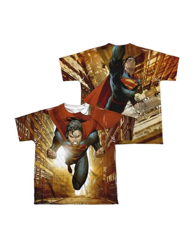 Superman Up Up City Short Sleeve Poly Crew Tee - Stylish For Everyday Wear