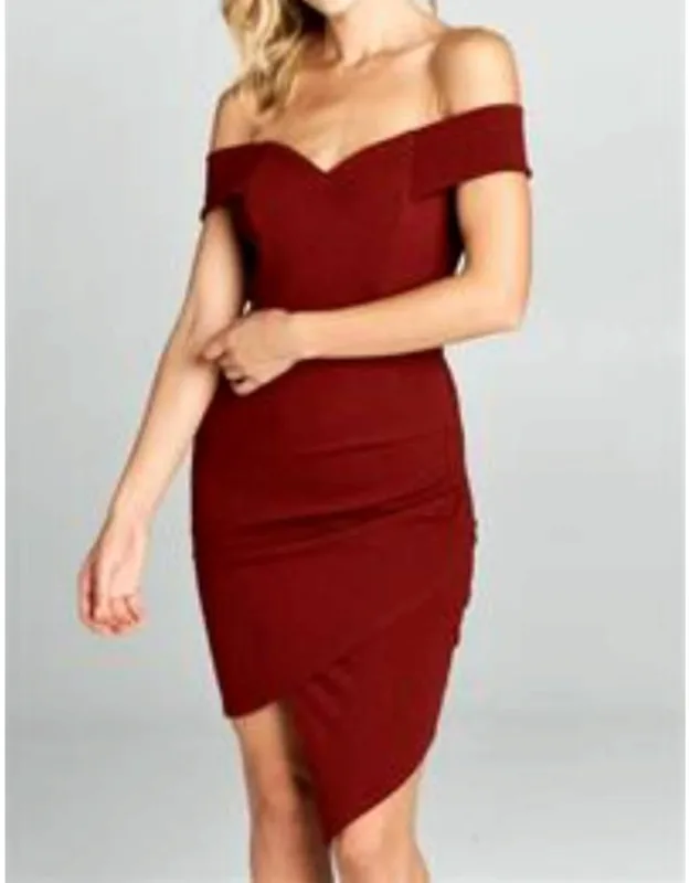 Asymmetrical Off The Shoulder Mini Dress