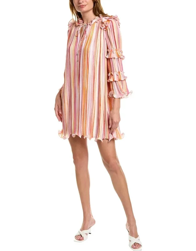 Accordion Pleated Shift Dress