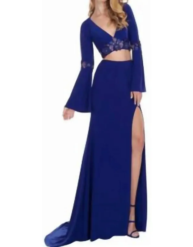 Long Sleeve 2 Piece Prom Dress