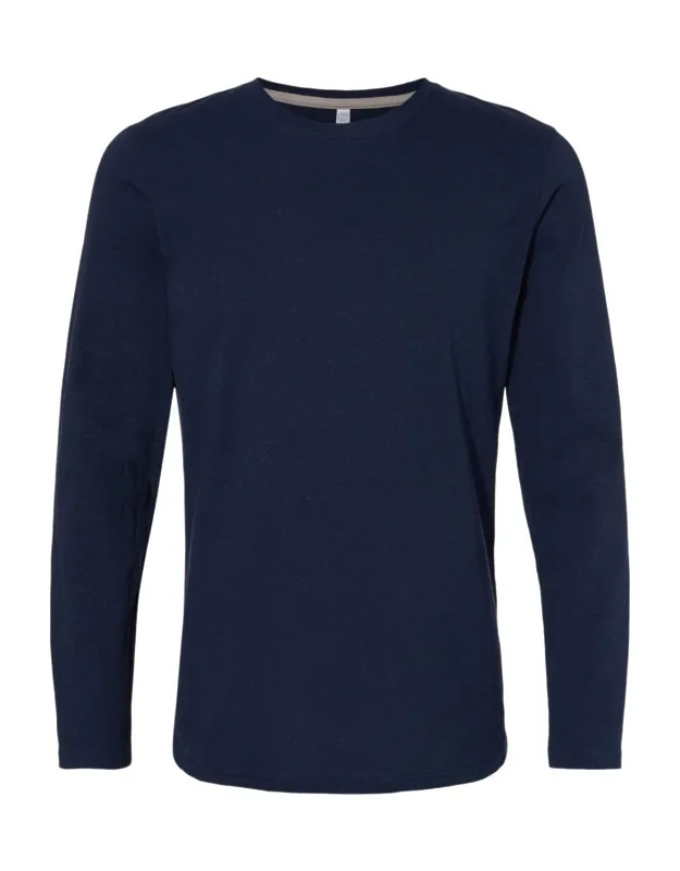 Fine Jersey Long Sleeve Tee - 100% Combed Ringspun Cotton, Droptail With Side Vent Construction