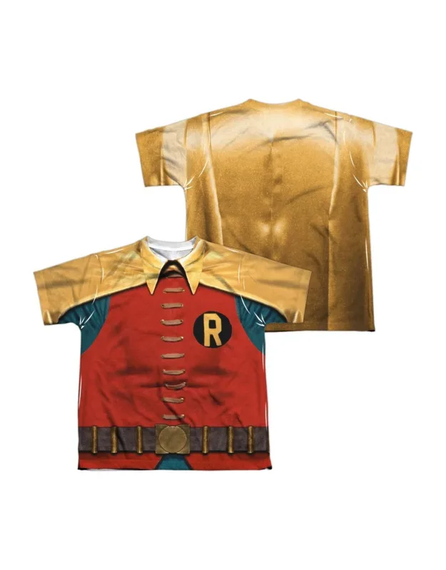 Batman Classic Tv Robin Costume (front/back Print) Short Sleeve Poly Crew Tee / T-shirt