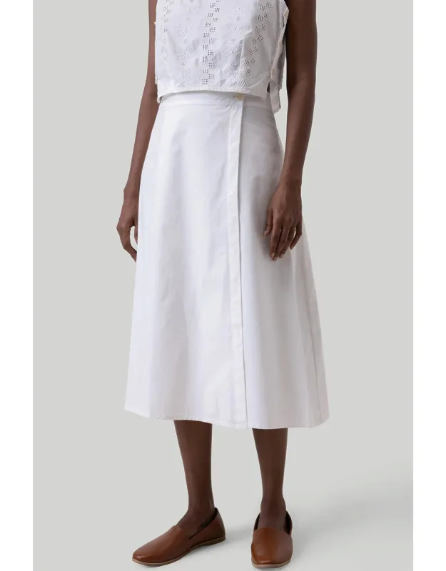 Overlap Midi Skirt With Button Detailing And Pockets