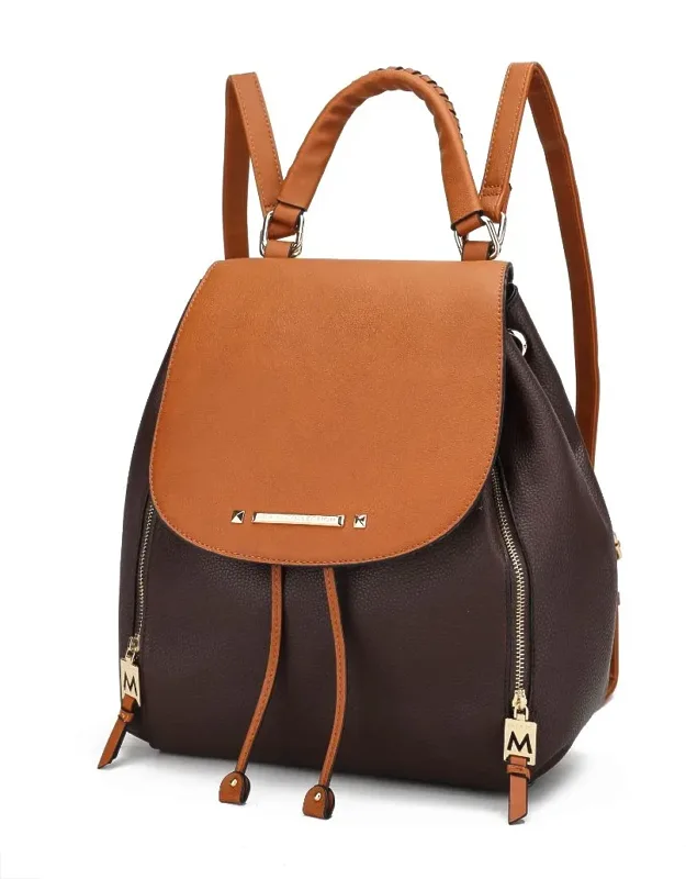 Kimberly Vegan Leather Fashion Backpack With Luxurious Gold Tone Embellishments And Adjustable Straps