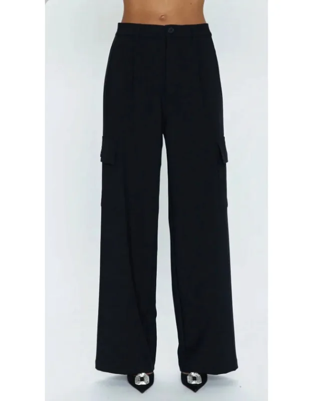 Brynn High Rise Relaxed Cargo Pants With Front Pleats And Wide Leg Fit