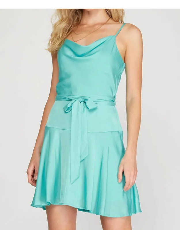 Cowl Neck Cami Swing Dress
