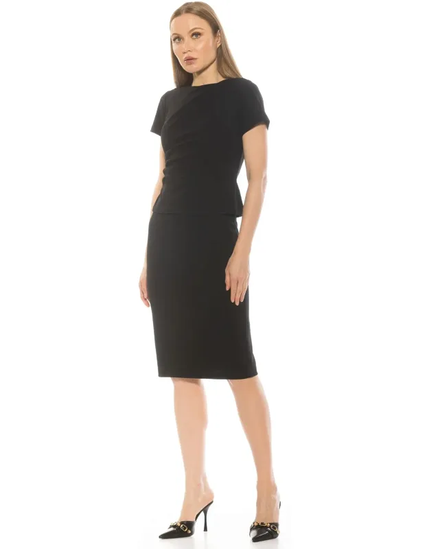 Robin Dress With Draped Bodice And Peplum Detail