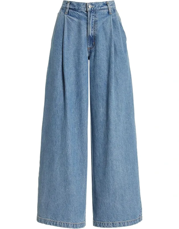 Ellis Trousers, Heavyweight Non-stretch Denim, Pleated Front