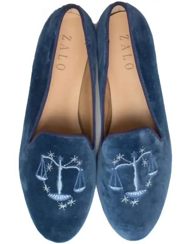 Libra Slipper With 75 Inch Leather Stack Heel And Rich Italian Cotton-velvet