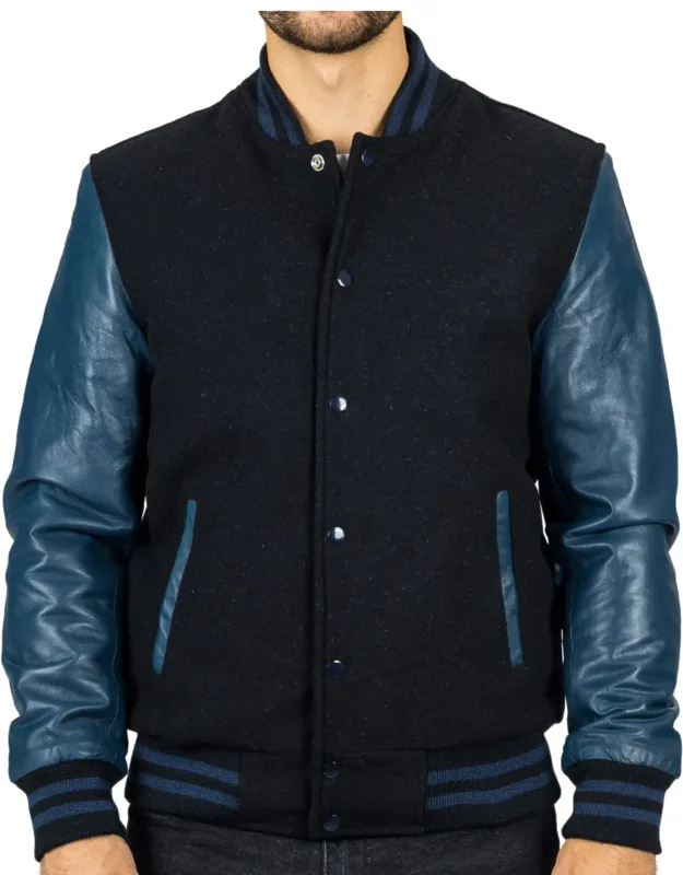 Varsity Bomber Jacket Wool Body College Baseball Coat - High-quality Material, Comfortable Fit